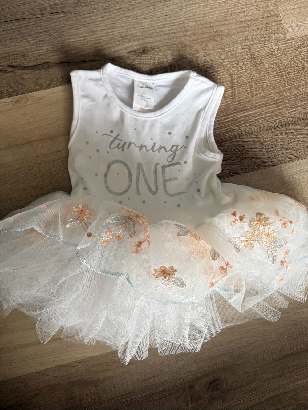 White "Turning One" Tulle Skirt Dress for Girls